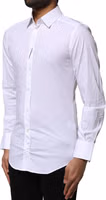 White Cotton GOLD Long Sleeves Dress Shirt 2
