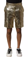 Gold Sequin Polyester Embellished Bermuda Shorts 1