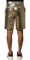 Gold Sequin Polyester Embellished Bermuda Shorts 3