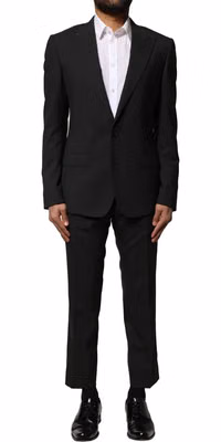 Black Wool 2 Piece Single Breasted Suit