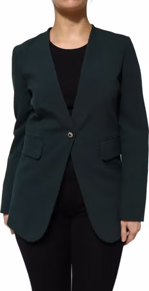 Green Single Breasted One Button Coat Jacket