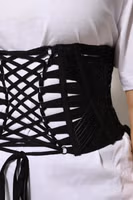 Black Cotton Waist LaceUp Strap Corset Belt 4
