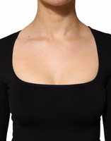Black Square Neck Long Sleeves Pullover Top 4
