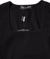Black Square Neck Long Sleeves Pullover Top 5