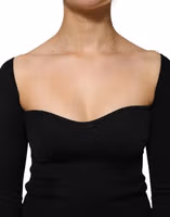 Black Viscose Long Sleeve Pullover Blouse Top 4