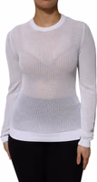 White Round Neck Long Sleeves Pullover Top 1