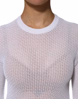 White Round Neck Long Sleeves Pullover Top 4