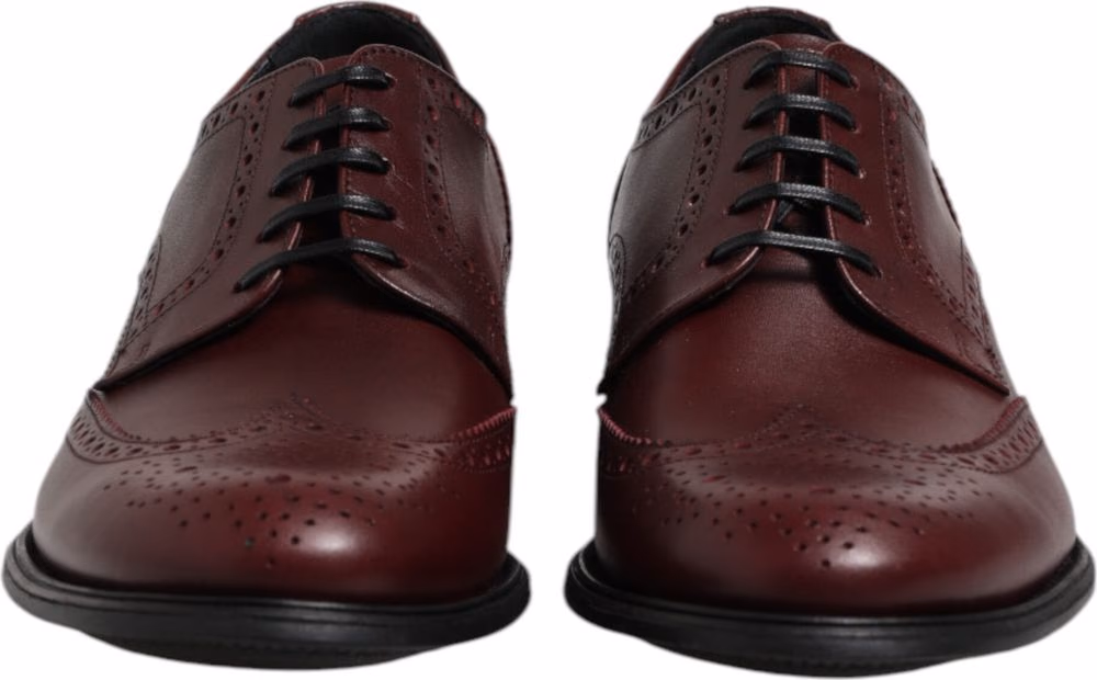 Brown Leather Lace Up Derby Dress Shoes