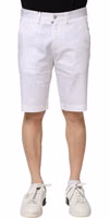 White Cotton Stretch Men Denim Bermuda Shorts 1
