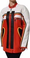 Multicolor Leather Biker Full Zip Coat Jacket 2