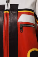 Multicolor Leather Biker Full Zip Coat Jacket 5