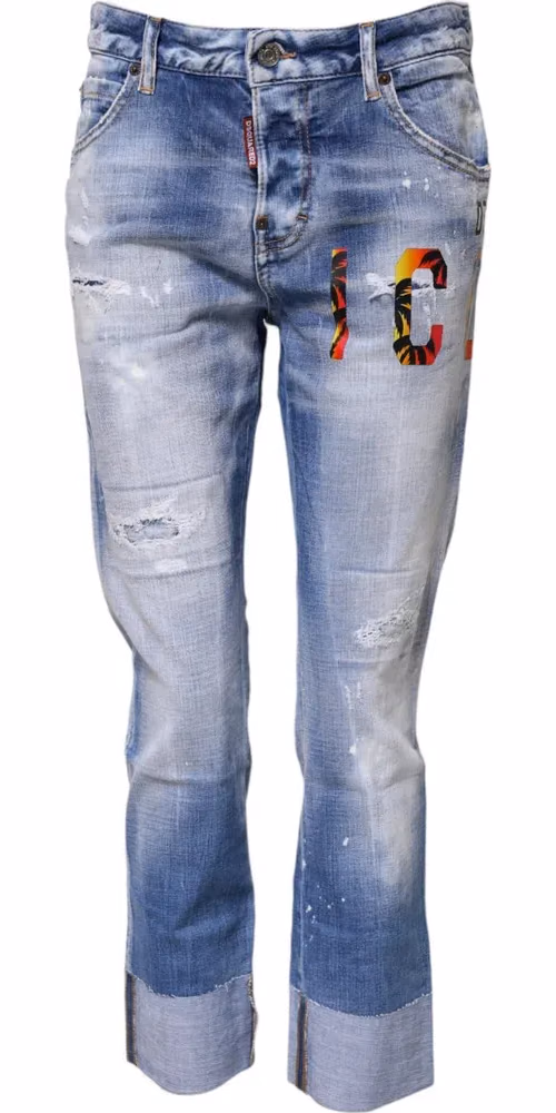 Blue Washed Cotton Mid Waist Skinny Denim Jeans