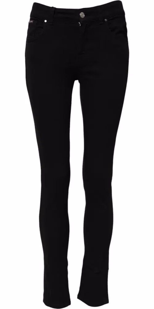 Black Skinny Cotton Mid Waisted Denim Jeans
