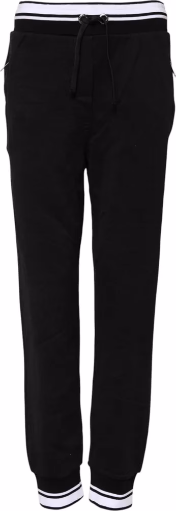 Black Cotton Mid Waist Jogger Pants