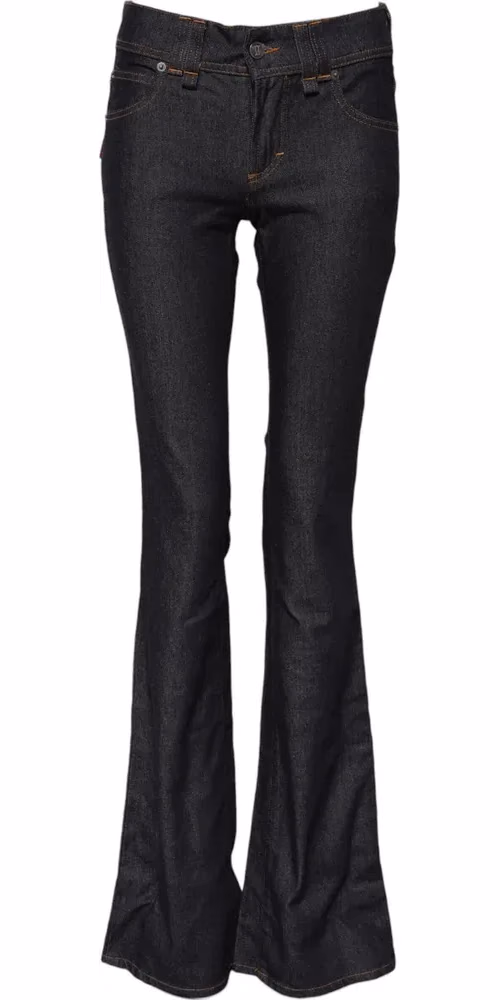 Blue Mid Waist Cotton Wide Leg Denim Jeans