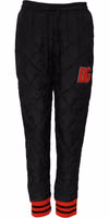 Black Quilted Mid Waist Jogger Pants 1