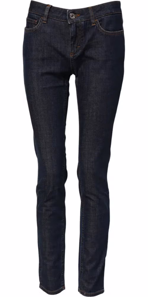 Blue Skinny Cotton Mid Waisted Denim Jeans