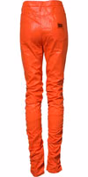 Orange Cotton High Waisted Denim Jeans 2