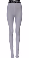 Gray Nylon DG Logo Mid Waisted Leggings Pants 1