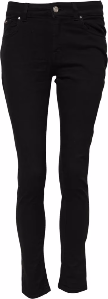 Black Skinny Cotton Mid Waisted Denim Jeans