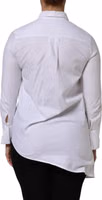 White Cotton Collared Long Sleeves Ruffle Top Shirt 3