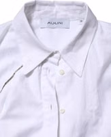 White Cotton Collared Long Sleeves Ruffle Top Shirt 5