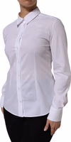 White Cotton Long Sleeves Collared Top Shirt 2