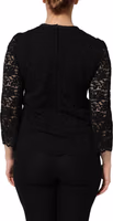 Black Nylon Lace Long Sleeve Blouse Top 3
