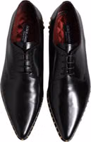 Black Leather Studded Derby Men Dress Shoes 2