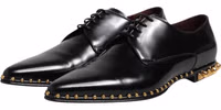 Black Leather Studded Derby Men Dress Shoes 3