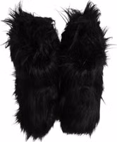 Black Faux Fur Mid Calf Boots Shoes 2
