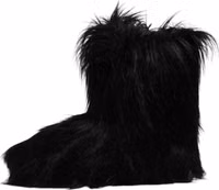 Black Faux Fur Mid Calf Boots Shoes 5