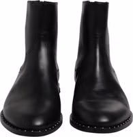 Black Leather Logo Ankle Boots Studded Shoes 1