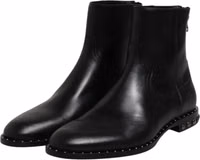 Black Leather Logo Ankle Boots Studded Shoes 3