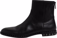 Black Leather Logo Ankle Boots Studded Shoes 5