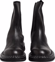 Black Leather Mid Calf Boots Flats Shoes 1