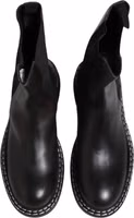 Black Leather Mid Calf Boots Flats Shoes 2