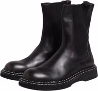 Black Leather Mid Calf Boots Flats Shoes 3