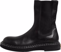 Black Leather Mid Calf Boots Flats Shoes 5