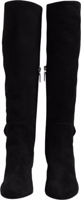 Black Suede Leather Knee High Boots Shoes