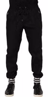 Black Cotton Logo Tape Men Jogger Pants 1