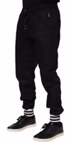 Black Cotton Logo Tape Men Jogger Pants 2
