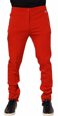Red Viscose Logo Jogger Men Sweatpants Pants