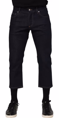 Dark Blue Cotton Logo Slim Fit Men Denim Jeans