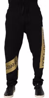 Black Cotton Logo Tape Men Jogger Pants 1