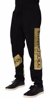 Black Cotton Logo Tape Men Jogger Pants 2