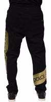 Black Cotton Logo Tape Men Jogger Pants 3