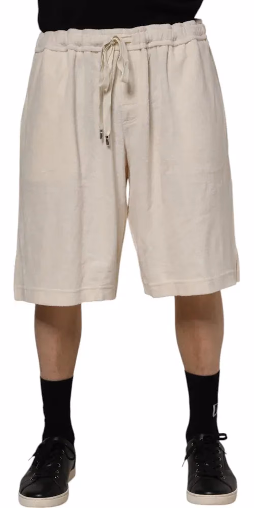 Ivory Cotton Men Bermuda Sweatshorts Shorts