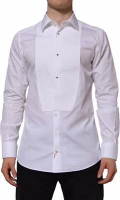 White Bib Cotton Poplin GOLD Formal Shirt