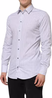 White Blue Striped Cotton GOLD Formal Shirt 2